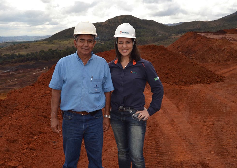Audrei Moron com Esley Cardoso na mina de minério de ferro de Itaminas