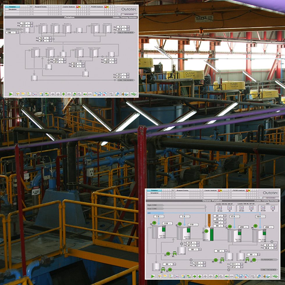 Almina flotation circuit and user interface in Virtual Experience Environment.